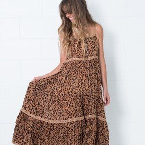 New Boho Saphari Leopard Maxi Sundress Dress